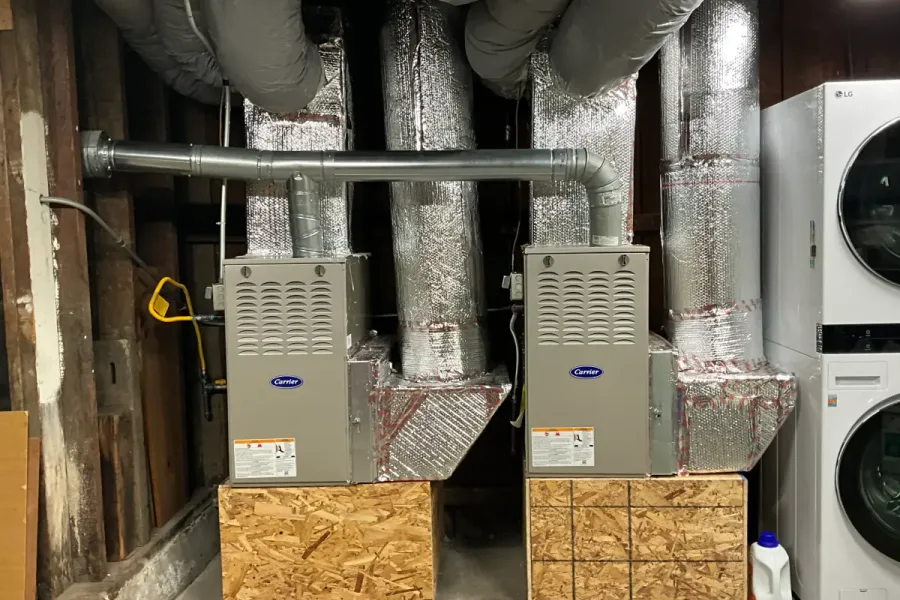 Ductwork connected to Galaxy-installed heating equipment