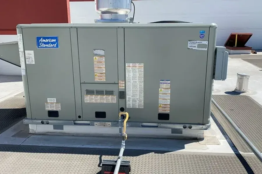 Galaxy-installed American Standard rooftop HVAC unit with protective service walkways